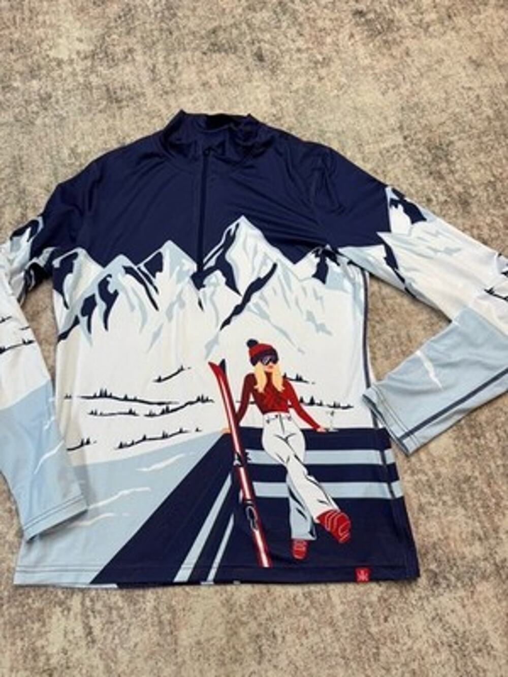 Krimson Klover Apres Anyone Ski Base Layer 1/4 Zip Graphic Top Women M EUC